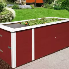 JARDINIERE Bois surélévé + rangement Rouge - Bac/jardinière bois qualité PRO + rangement 2.05 m de long