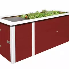 JARDINIERE Bois surélévé + rangement Rouge - Bac/jardinière bois qualité PRO + rangement 2.05 m de long