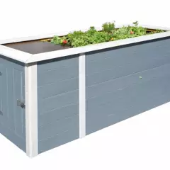 JARDINIERE Bois surélévé + rangement Gris - Bac/jardinière bois qualité PRO + rangement 2.05 m de long