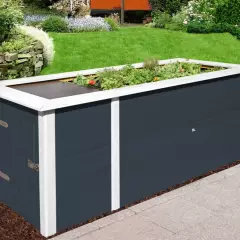 JARDINIERE Bois surélévé + rangement Anthracite - Bac/jardinière bois qualité PRO + rangement 2.05 m de long