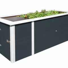 JARDINIERE Bois surélévé + rangement Anthracite - Bac/jardinière bois qualité PRO + rangement 2.05 m de long