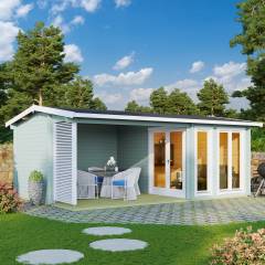 Abri de jardin Torquay / 20.45 m2 / 44 mm / VERT GLACIER - Cuisine d'été / Espace Wellness / Pool House / Espace de Rangement / Studio de jardin