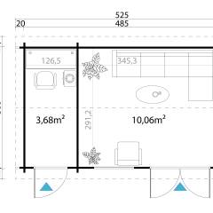 Abri de jardin Wrexham 2 / 13.87 m2 / 44 mm / VERT GLACIER