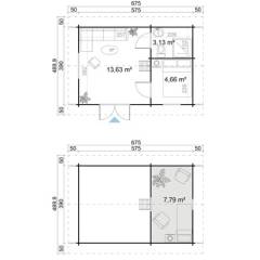 Abri de jardin Caroline Silver / 21.66 m2 / 40 mm + plancher bois - Cuisine d'été / Pool House / Espace de Rangement / Studio de jardin