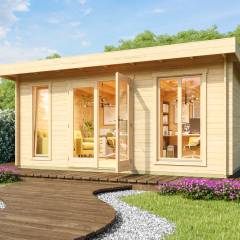 Abri de jardin DORSET 3 / 18.90 m2 / 34 mm + plancher bois - Cuisine d'été / Espace Wellness / Pool House / Espace de Rangement / Studio de jardin