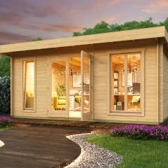 Abri de jardin DORSET 3 / 18.90 m2 / 34 mm + plancher bois - Cuisine d'été / Espace Wellness / Pool House / Espace de Rangement / Studio de jardin