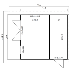 Abri de jardin MURANO 1 / 15.29 m2 / 44 mm / + plancher bois - Cuisine d'été / Espace Wellness / Pool House / Espace de Rangement / Studio de jardin