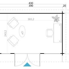 Abri de jardin DORSET 1 / 9.32 m2 / 34 mm + GRIS CLAIR - Cuisine d'été / Espace Wellness / Pool House / Espace de Rangement / Studio de jardin