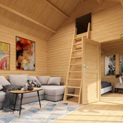Abri de jardin MURANO 3 / 21.58 m2 / 44 mm / + plancher bois - Cuisine d'été / Espace Wellness / Pool House / Espace de Rangement / Studio de jardin