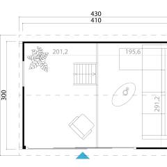 Abri de jardin MURANO 2 / 11.68 m2 / 44 mm / + GRIS CLAIR - Cuisine d'été / Espace Wellness / Pool House / Espace de Rangement / Studio de jardin