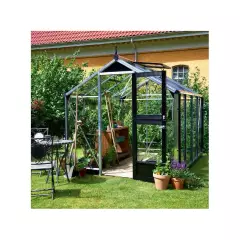 Serre de jardin JULIANA compact 5 m² + verre trempé - aluminium / verre trempé 3 mm