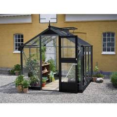 Serre de jardin JULIANA compact anthracite 5 m² + verre trempé - aluminium anthracite / verre trempé 3 mm