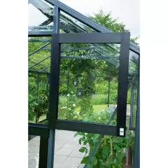 Serre de jardin JULIANA compact anthracite 6,6 m² + polycarbonate 10 mm - aluminium anthracite / verre trempé 3 mm