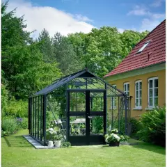 Serre de jardin JULIANA Premium anthracite 8,8 m² + verre trempé - aluminium anthracite / verre trempé 3 mm