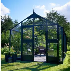 Serre de jardin JULIANA Premium anthracite 8,8 m² + verre trempé - aluminium anthracite / verre trempé 3 mm