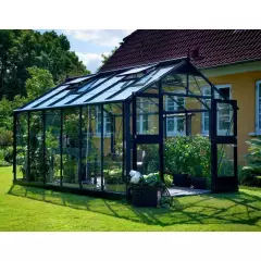 Serre de jardin JULIANA Premium anthracite 8,8 m² + verre trempé - aluminium anthracite / verre trempé 3 mm