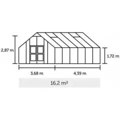 Serre de jardin JULIANA Gartner 16,2 m2 + verre trempé - Profilé aluminium / verre trempé 3 mm