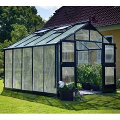 Serre de jardin JULIANA Premium anthracite 10,9 m² + polycarbonate 10 mm - aluminium anthracite / polycarbonate 10 mm