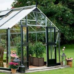 Serre de jardin JULIANA Gartner 18,8 m2 + verre trempé - Profilé aluminium / verre trempé 3 mm