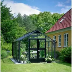 Serre de jardin JULIANA Premium anthracite 13 m2 + verre trempé - aluminium anthracite / verre trempé 3 mm