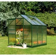 Serre de jardin HALLS Popular 3,80 m2 verte + polycarbonate 4 mm - aluminium vert  / polycarbonate 4 mm