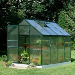 Serre de jardin HALLS Popular 5 m2 verte + polycarbonate 4 mm - aluminium vert  / polycarbonate 4 mm