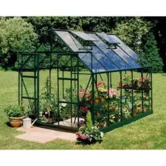 Serre de jardin HALLS Magnum 8,20 m2 verte + verre horticole 3 mm - aluminium vert / verre horticole 3 mm