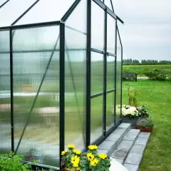 Serre de jardin HALLS Magnum 8,20 m2 verte + polycarbonate 6 mm - aluminium vert / polycarbonate 6 mm