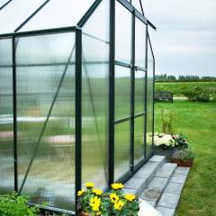 Serre de jardin HALLS Magnum verte 9,90 m2 + verre horticole 3 mm - aluminium vert / verre horticole 3 mm