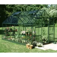 Serre de jardin HALLS Magnum verte 9,90 m2 + verre trempé - aluminium vert / verre trempé 3 mm