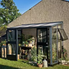 Serre de jardin JULIANA Veranda 4.4 m² anthracite + verre trempé - aluminium anthracite /verre trempé 3 mm