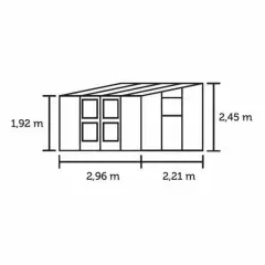 Serre de jardin JULIANA Veranda 6.6 m² + verre trempé - aluminium / verre trempé 3 mm