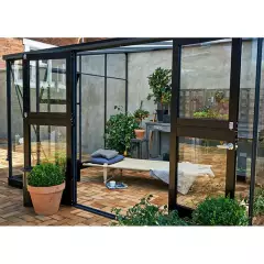 Serre de jardin JULIANA Veranda 6.6 m² + verre trempé - aluminium / verre trempé 3 mm