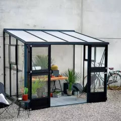 Serre de jardin JULIANA Veranda 6.6 m² anthracite + verre trempé - aluminium anthracite /verre trempé 3 mm