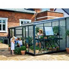 Serre de jardin JULIANA Veranda 12.9 m² anthracite + verre trempé - aluminium anthracite /verre trempé 3 mm