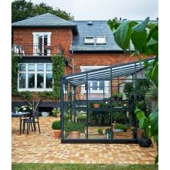 Serre de jardin JULIANA Veranda 12.9 m² anthracite + verre trempé - aluminium anthracite /verre trempé 3 mm