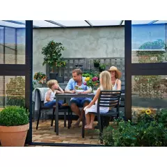 Serre de jardin JULIANA Veranda 12.9 m² anthracite + verre trempé - aluminium anthracite /verre trempé 3 mm