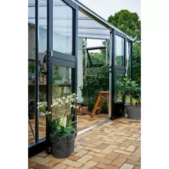 Serre de jardin JULIANA Veranda 12.9 m² anthracite + verre trempé - aluminium anthracite /verre trempé 3 mm