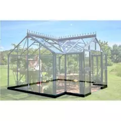 Serre de jardin JULIANA Orangery 15.2 m² anthracite + verre trempé - aluminium anthracite / verre trempé 3 mm