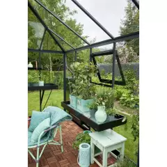 Serre de jardin JULIANA Oase anthracite 13.5 m² + verre trempé - aluminium anthracite / verre trempé 3 mm