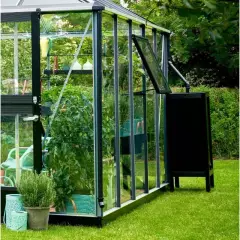 Serre de jardin JULIANA Oase anthracite 13.5 m² + verre trempé - aluminium anthracite / verre trempé 3 mm