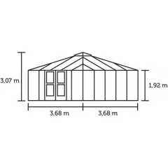 Serre de jardin JULIANA Oase anthracite 13.5 m² + verre trempé - aluminium anthracite / verre trempé 3 mm