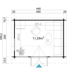 Abri de jardin Windsor 44 / 11.39 m2 / 44 mm / + plancher bois - Cuisine d'été / Espace Wellness / Pool House / Espace de Rangement / Studio de jardin