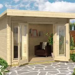 Abri de jardin Barbados mini / 7.43 m2 / 44 mm / + plancher bois - Cuisine d'été / Espace Wellness / Pool House / Espace de Rangement