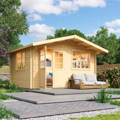 Abri de jardin Norderney 2 / 11.5 m2 / 40 mm / + plancher bois - Cuisine d'été / Espace Wellness / Pool House / Espace de Rangement / Studio de jardin