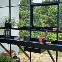 Etagère en Alu noir laqué + tiroir de rangement / 213 cm