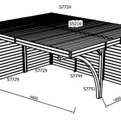 CARPORT BOIS (5m x 6m) - Carport 2 PLACES