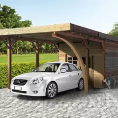 CARPORT BOIS + ABRI (4m x 7m) - Carport 1 PLACE