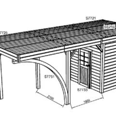 CARPORT BOIS + ABRI (3m x 7m) - Carport 1 PLACE