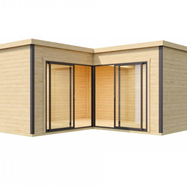 Abri de jardin Domeo 6 PLUS  / 17.9 m2 / 44 mm / + plancher bois - Cuisine d'été / Espace Wellness / Pool House / Espace de Rangement / Studio de jardin